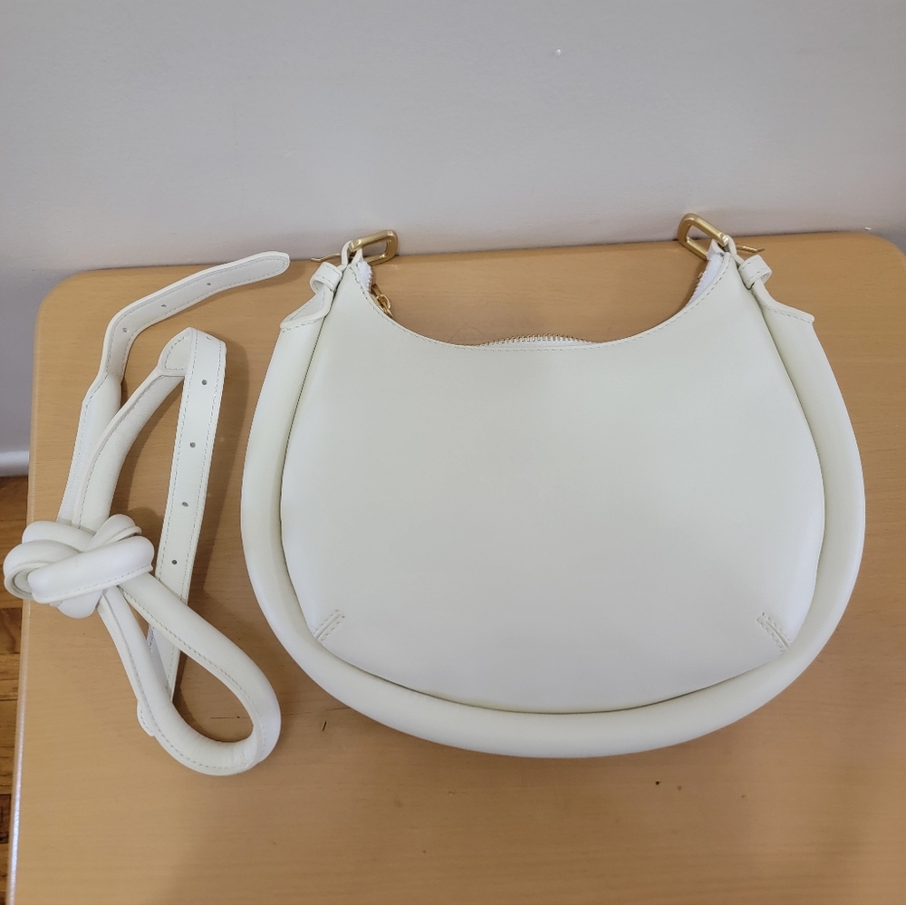 BCBG MaxAzria White Half-Moon Shoulder Bag